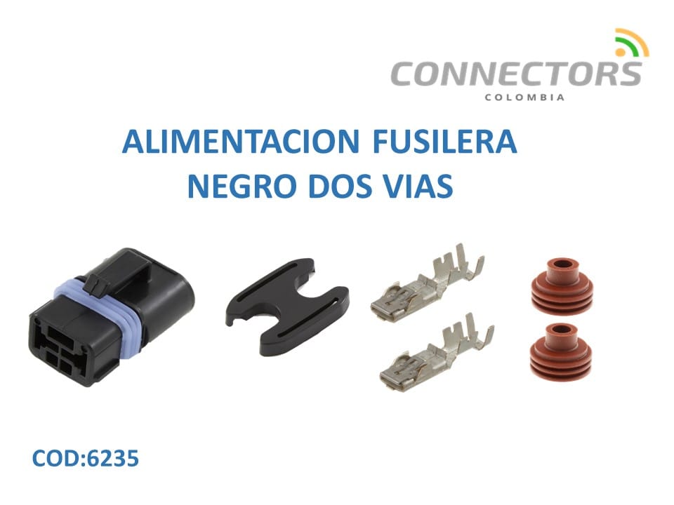 32004-A2 Conector 2 Vias Sellado Macho Negro Eaton Bussman